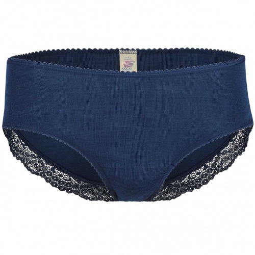 Lace Trimmed Briefs in Organic Wool & Silk Blend