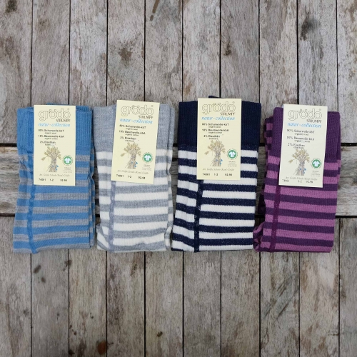 Children's Stripy Machine-Washable Wool Rich Tights