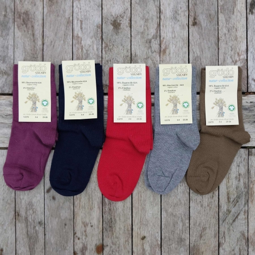 Plain Socks in Organic Cotton for Children and Adult's
