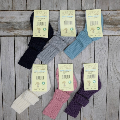 Roll-Top Baby Socks in Organic Wool