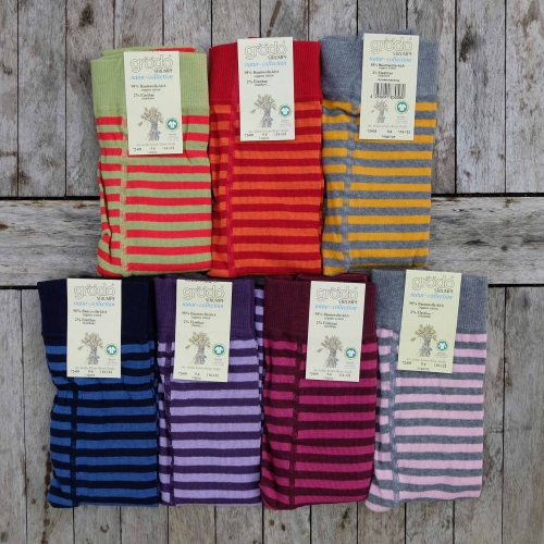 Striped Organic Cotton Leggings by Groedo  Girls' Stripy Leggings in 98%  GOTS-certified organic cotton and 2% elastane