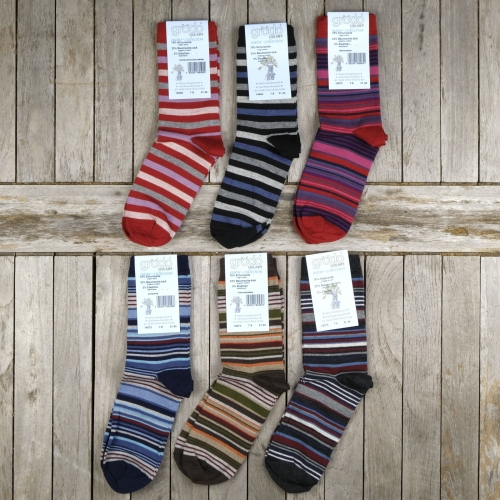 2-Pack Stripy Machine-Washable Wool Rich Socks for Children