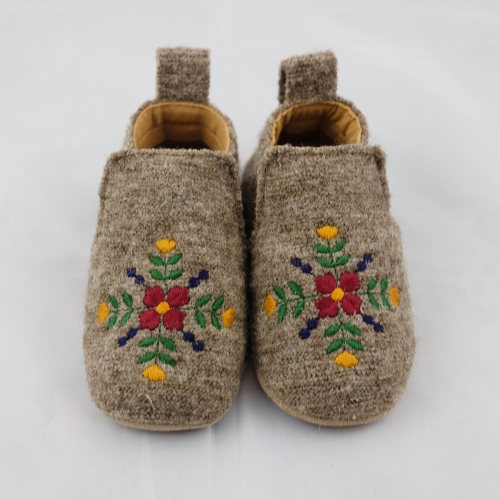 Haflinger Embroidered Baby Walker Shoe In Boiled Wool Haflinger Embroidered Baby Walker Shoe In Boiled Wool