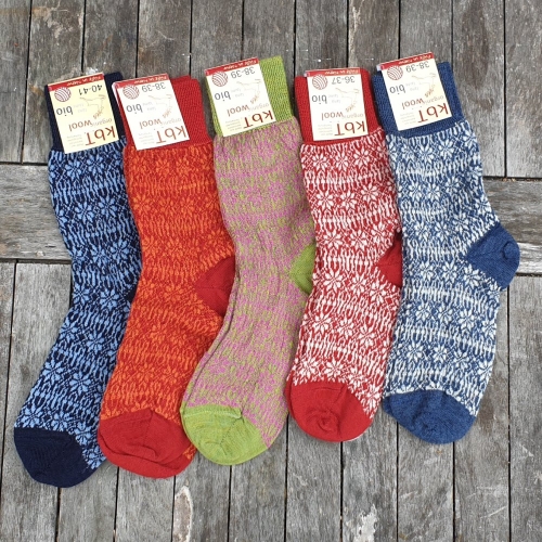 Adult's Starry Fair-Isle Socks in Organic Wool