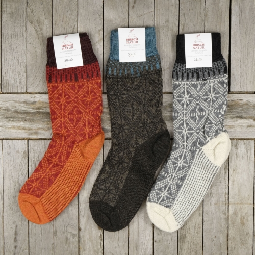 Adult's Jacquard Socks in Organic Wool