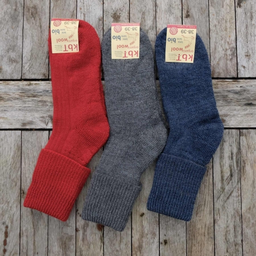 Adult's Roll-top Socks in Thick Organic Wool