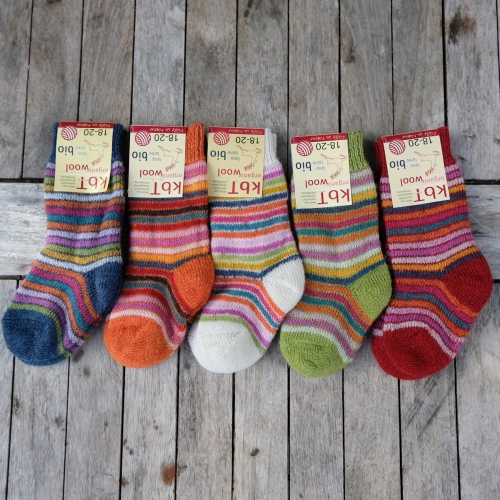 Children's Stripy Organic Wool Terry Socks