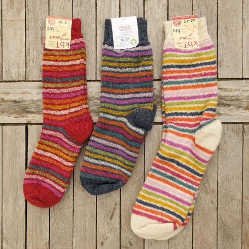 Adult's Stripy Organic Wool Terry Socks