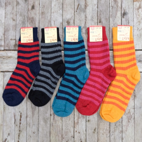 Organic Wool Striped Socks for Women