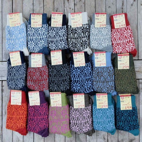 Adult's Starry Fair-Isle Socks in Thick Organic Wool