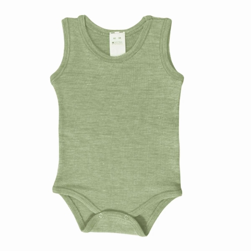 Sleeveless Baby Body in Organic Cotton, Wool and Silk
