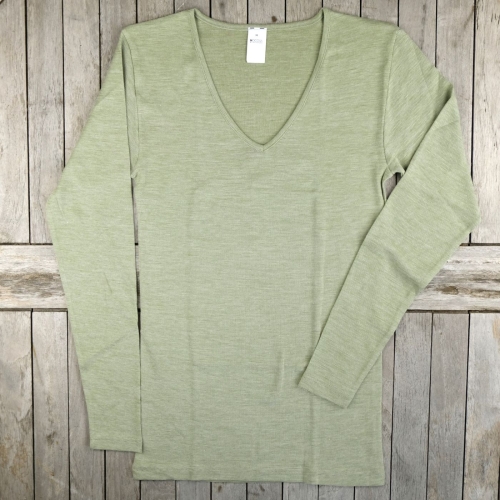 Women's Long-Sleeved Vest in Organic Cotton, Wool and Silk