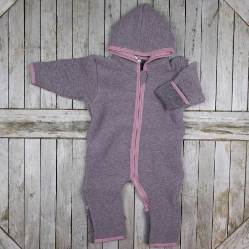 Snugglesuit in Organic Merino Wool Fleece with Cotton Lined Hood