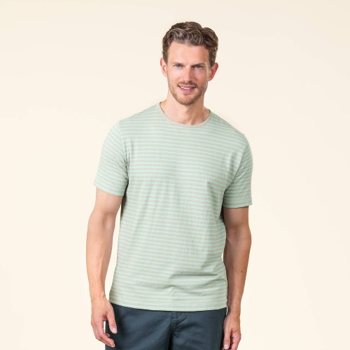 Men's Rocco Striped T-Shirt in Organic Cotton and Linen