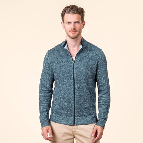 Men's Tariano Cardigan in Organic Cotton and Linen