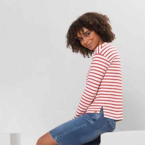 Women's Striped Long-Sleeved Top in Organic Cotton