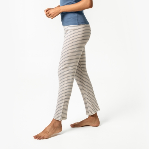 Women's Pointelle Rib Pyjama Bottoms in Organic Cotton Women's Pointelle Rib Pyjama Bottoms in Organic Cotton