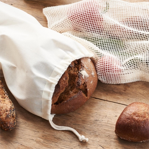 Drawstring Organic Cotton Bread Bag