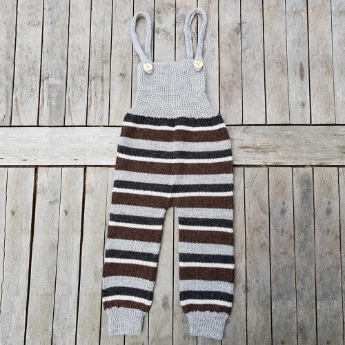 Stripy Hand-Made Dungarees in Pure Alpaca Stripy Hand-Made Dungarees in Pure Alpaca