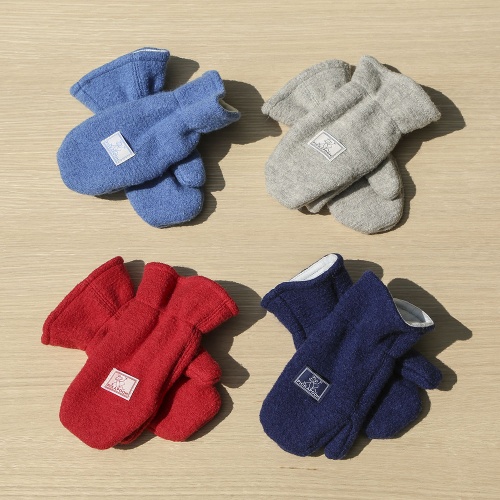 Mittens with Elasticated Cuffs in Organic Boiled Merino Wool