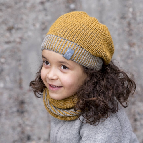 Knitted Two-Tone Merino Wool Long Beanie