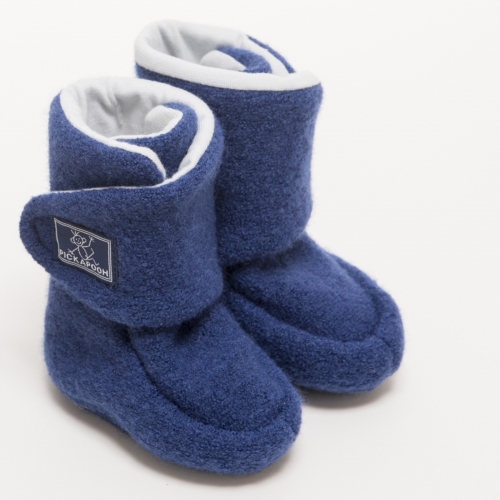 Fully Lined Long Boiled Wool Booties with Single Velcro