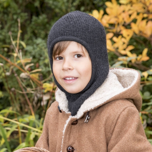 Knitted Balaclava in Organic Merino Wool and Silk