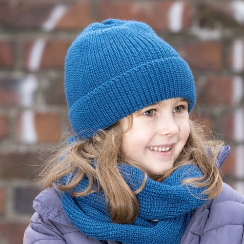 Knitted Beanie in Organic Merino Wool & Silk