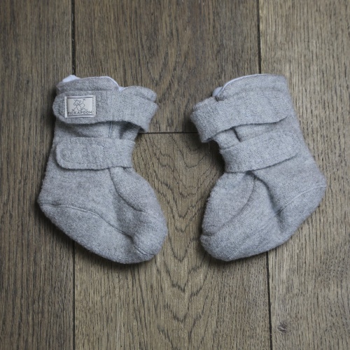 Long Boiled Wool Booties with Double Velcro, Fully Lined Long Boiled Wool Booties with Double Velcro, Fully Lined