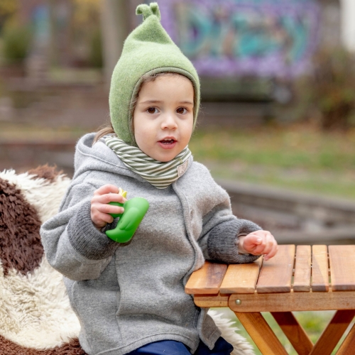 Organic Merino Wool Fleece Pixie Bonnet with Tassel