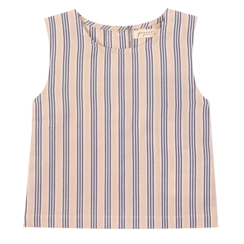 Sleeveless Top in Organic Cotton Ticking Stripe