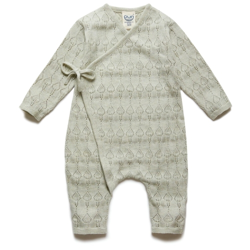 Pointelle Romper with Tie in Organic Cotton & Silk