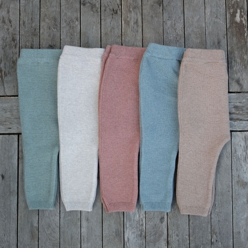 Knitted Baby Leggings in Organic Cotton and Silk Knitted Baby Leggings in Organic Cotton and Silk