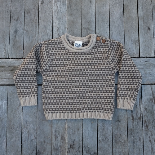 Walnut Baby Jumper In Soft Organic Cotton & Wool Blend Walnut Baby Jumper In Soft Organic Cotton & Wool Blend