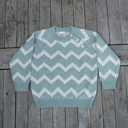 Zig Zag Baby Jumper In Organic Cotton Silk Blend Zig Zag Baby Jumper In Organic Cotton Silk Blend