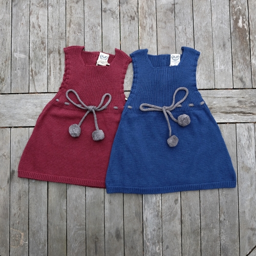 Organic Cotton and Wool Baby Tunic with Pom-pom Cord Organic Cotton and Wool Baby Tunic with Pom-pom Cord