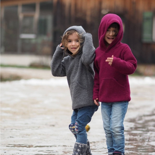 Children's Hoody in Organic Merino Wool Crepe