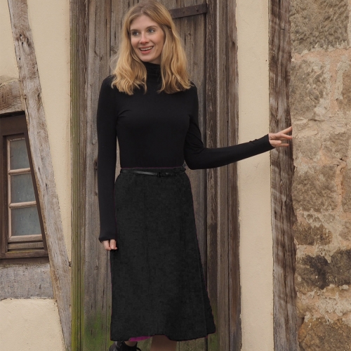 Women's Long Skirt in Organic Merino Wool Crepe
