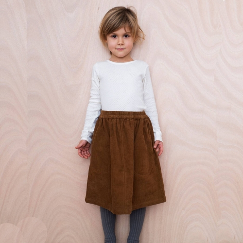 Pocket Skirt in Walnut Organic Cotton Corduroy
