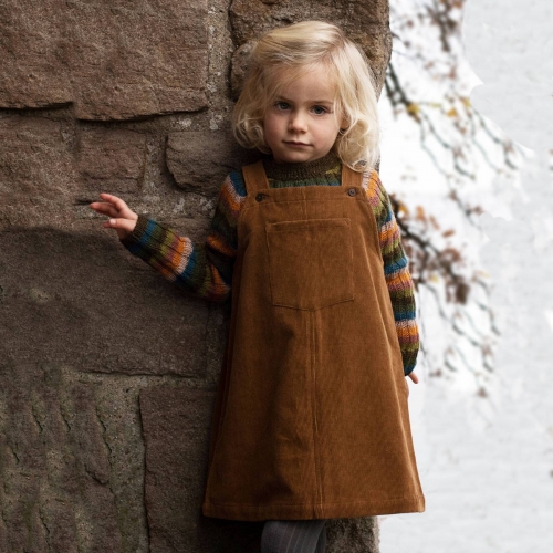 Spencer Dress with Single Pocket in Organic Cotton Corduroy