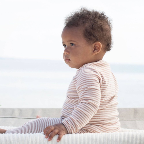 Striped Long-Sleeve Baby Tee with Envelope Neck Striped Long-Sleeve Baby Tee with Envelope Neck