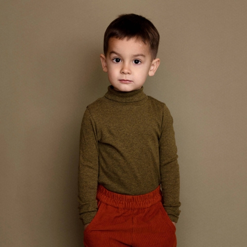 Children's Turtle Neck Long-Sleeved Tee in Organic Cotton