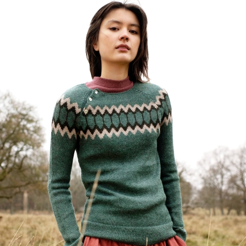 Women s Semi Hand Knitted Raglan Jumper in Baby Alpaca W981 200.00 Cambridge Baby Organic Natural Clothing