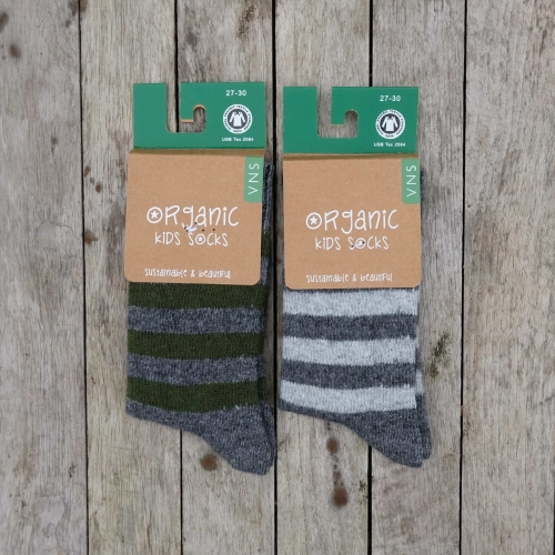 Children's Stripy Socks in Organic Wool and Cotton