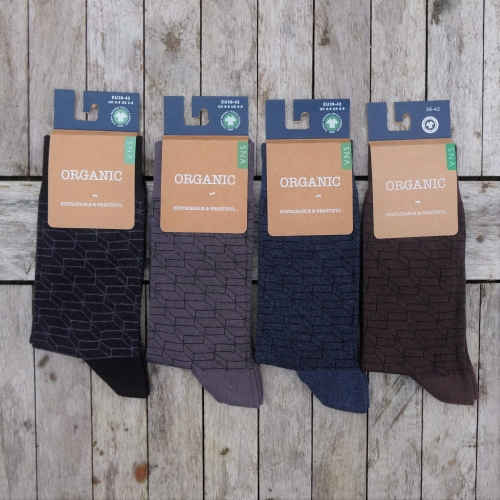 Men's Geometric Design Socks in Organic Cotton