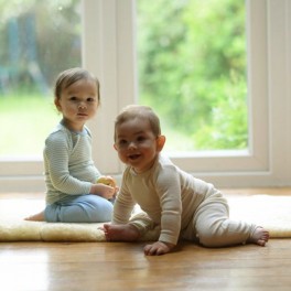 Most comfy baby pyjamas in organic Merino wool and silk blend